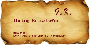 Ihring Krisztofer névjegykártya